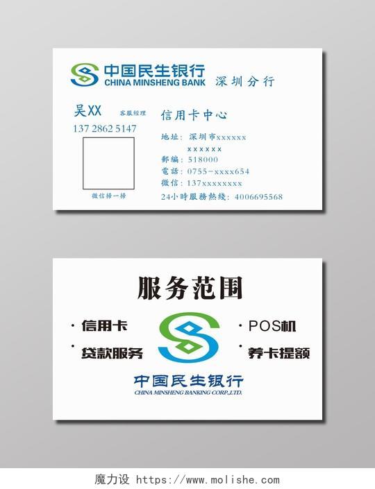 中国民生银行信用卡名片设计